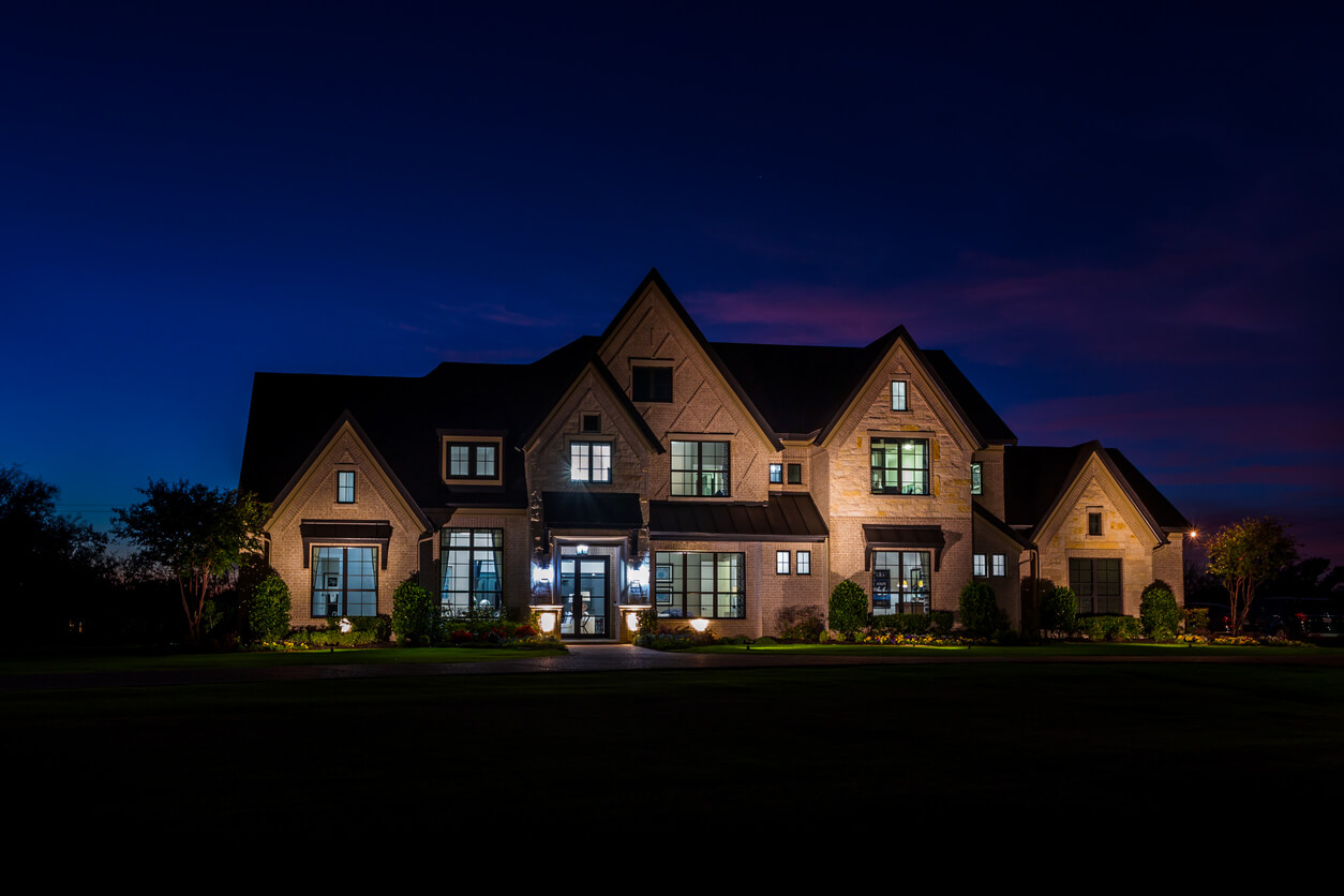 Luxury home in Texas at night
